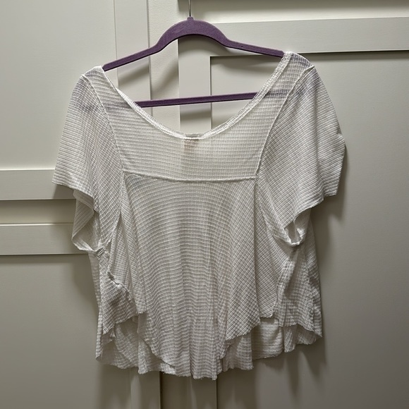 Free People Flowy White Tee - Picture 2 of 4